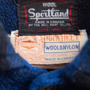 Vintage 60s 70s Canadian Wool Plaid Shirt, Black and Blue Tartan Button Down Boyfriend Jacket image 10