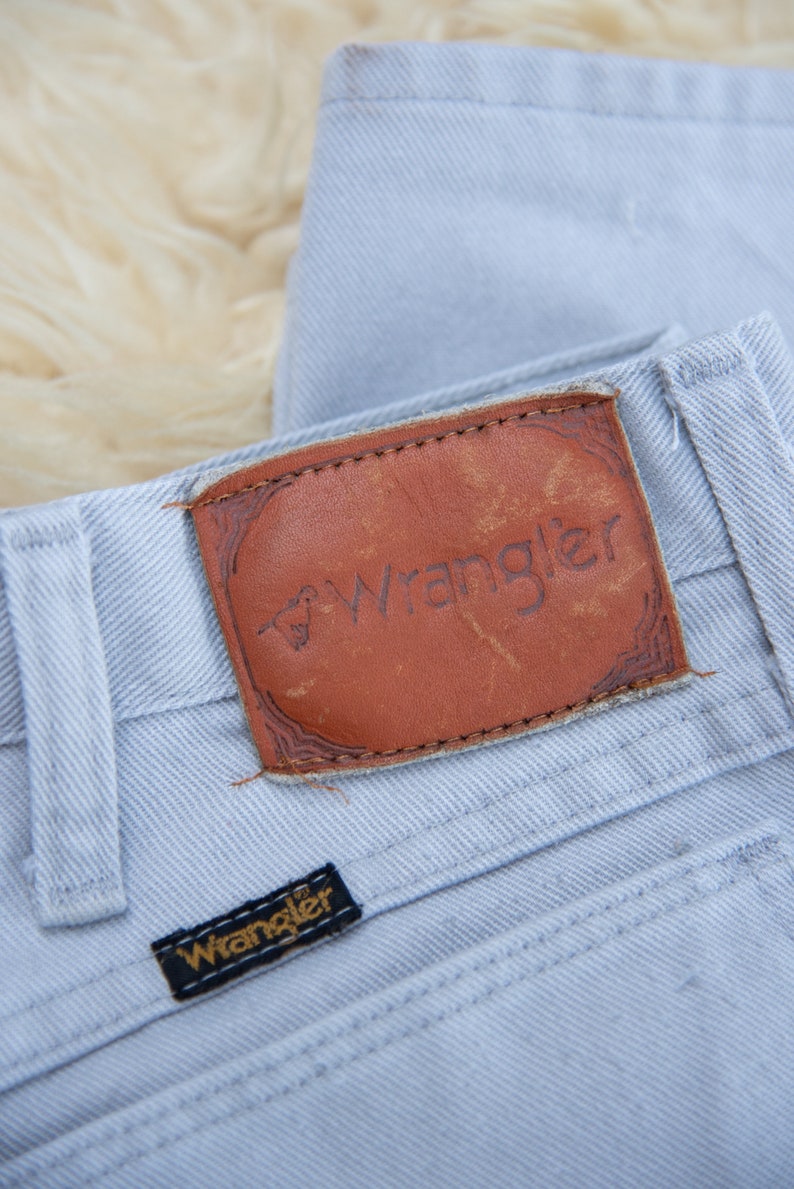 Vintage Wrangler Jeans, Light Grey 35 36 High Waisted Jeans, 70s Flare Pants, Boyfriend Jeans Large image 9