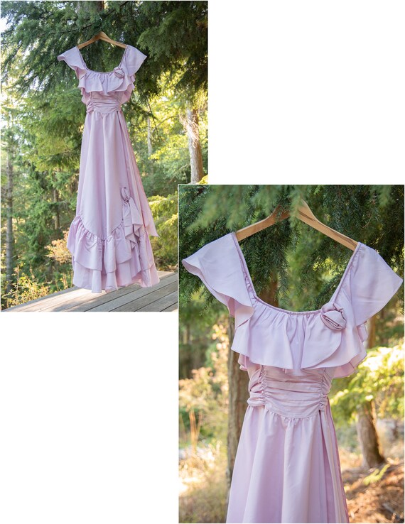 70s Violet Victorian Dress | Wild West Ball Gown | Saloon Girl