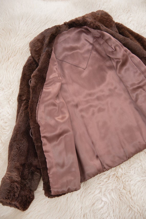 1950's Shearling Jacket, Rich Brown Warm Fluffy 5… - image 10