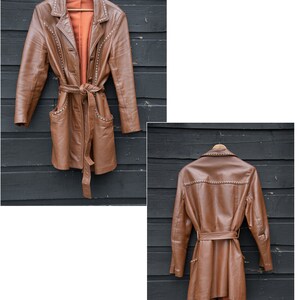 70's Whip Stitched Leather Jacket Buttery Soft Groovy 70s Leather Trench Coat image 10