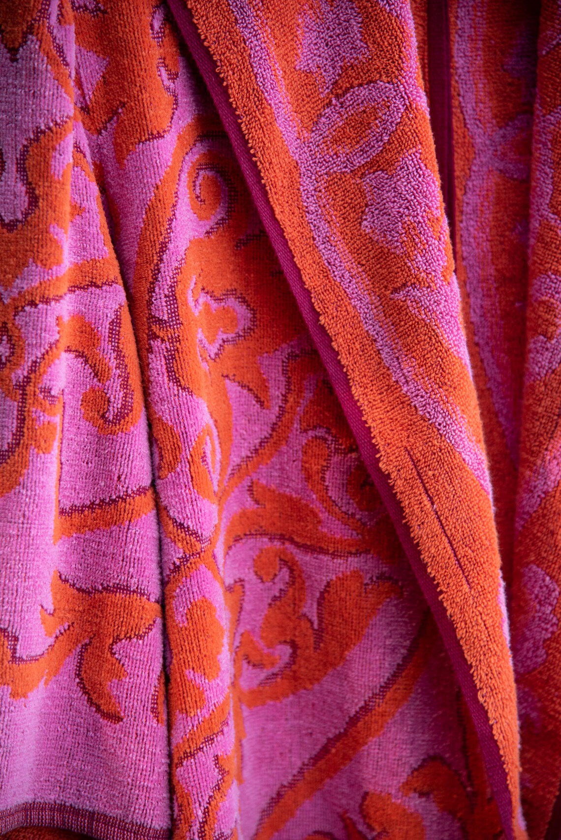 70's Psychedelic Paisley Towel Jacket Vintage Pink Terry Etsy