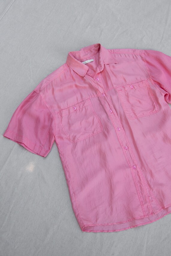 90s The Limited Bubblegum Pink Silk Shirt, Vintag… - image 8