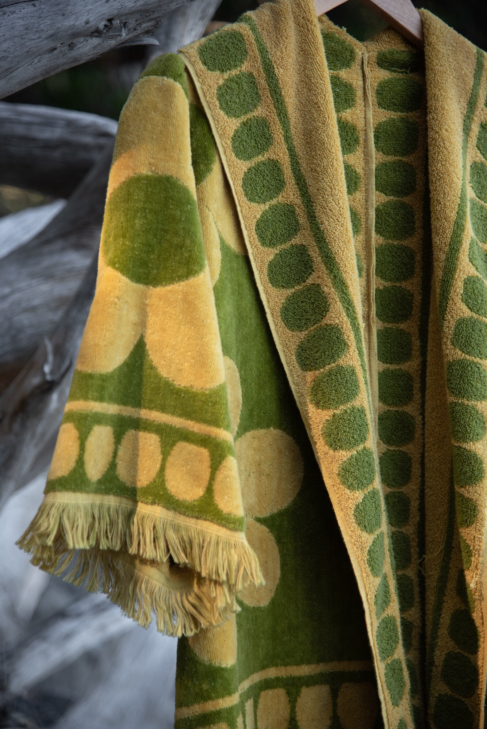 70s Psychedelic Floral Towel Jacket / Vintage Green Terry Etsy