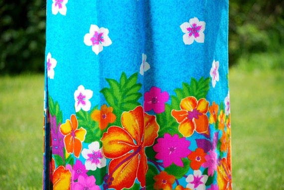 60s Hawaiian Dress, Psychedelic Floral Cotton Max… - image 5