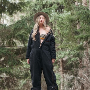 Vintage Dickies Coveralls Black Canvas Denim Work Suit Workwear Insulated Quilted lining Vintage Coverall Jumpsuit