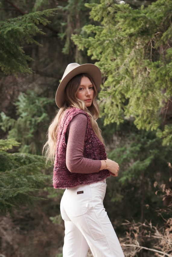 70's Cropped Sweater Vest | Vintage Hand Knit Wool