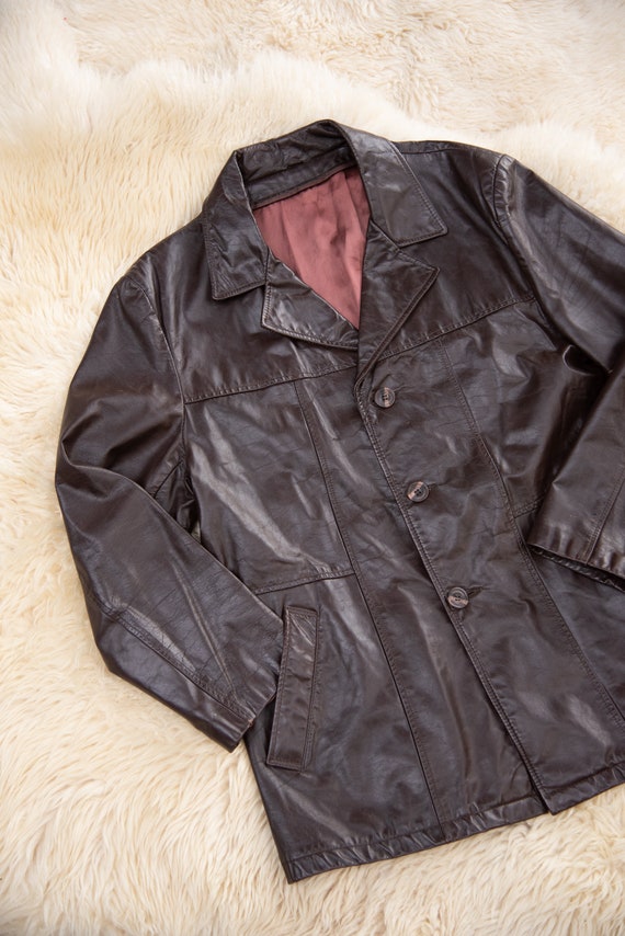 70s Vintage Brown Leather Jacket L