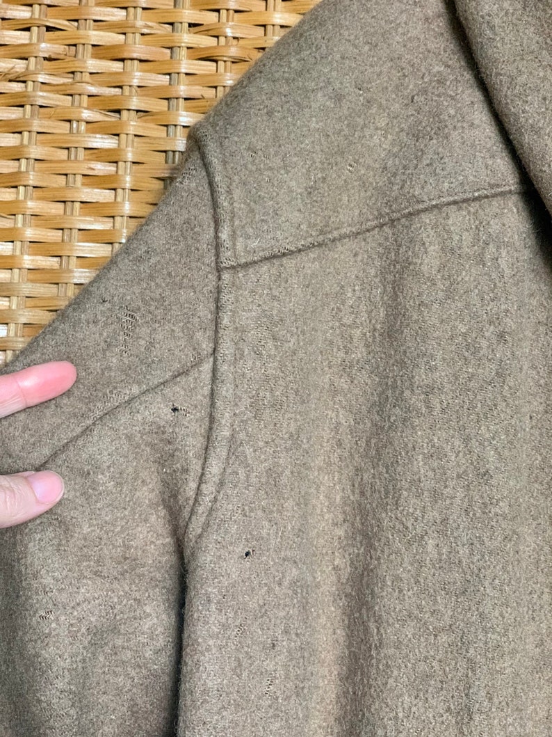 60's 70's Wool Fisherman Coat, Toggle Button Hooded Coat, Oversized Fall Winter Maxi Blanket Coat Jacket, USN US Navy Army Coat image 9