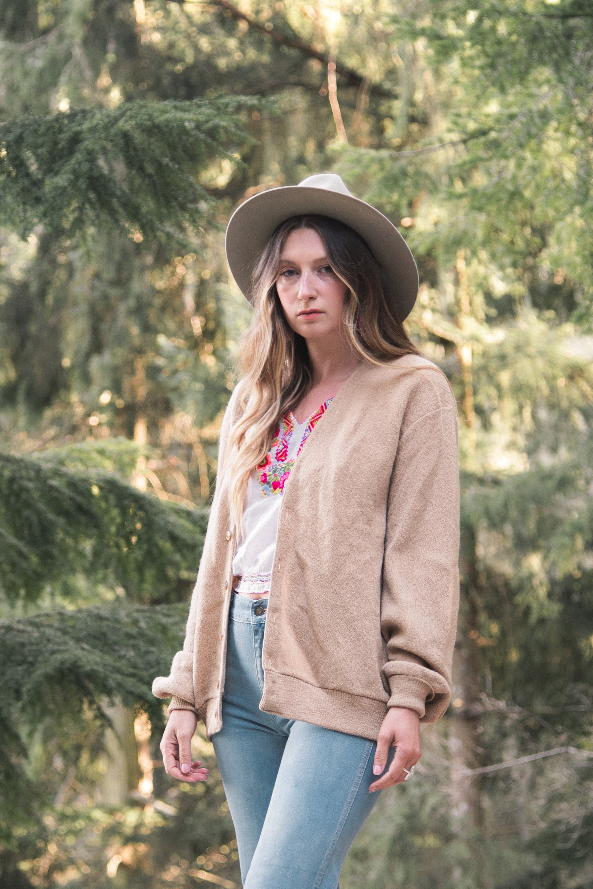 60s Arnold Palmer Cardigan, Tan Alpaca + Wool Sweater, Preppy Knit