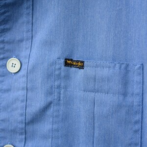 70's Vintage Shirt, Chambray Shirt, Baby Blue WRANGLER Shirt, Button up Chore Shirt, 1970s Mechanic Shirt, Leisure Safari Shirt image 8