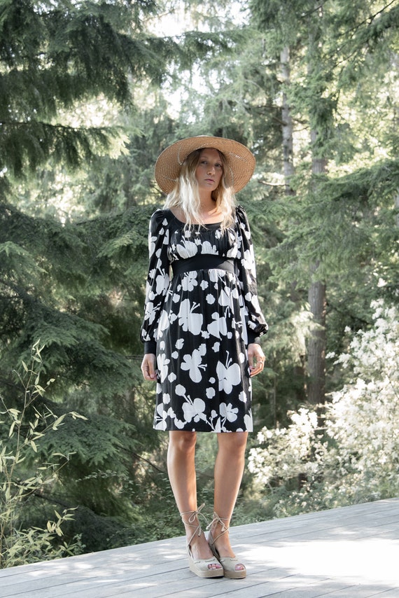 1960's Psychedelic Butterfly Dress | OLGA Black an