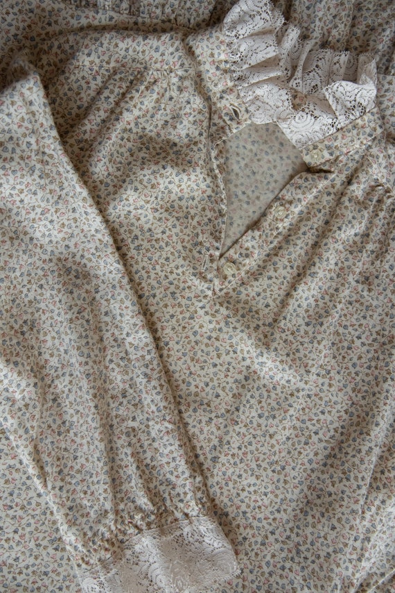 Vintage Floral Flannel Nightgown / Calico Lace +P… - image 7