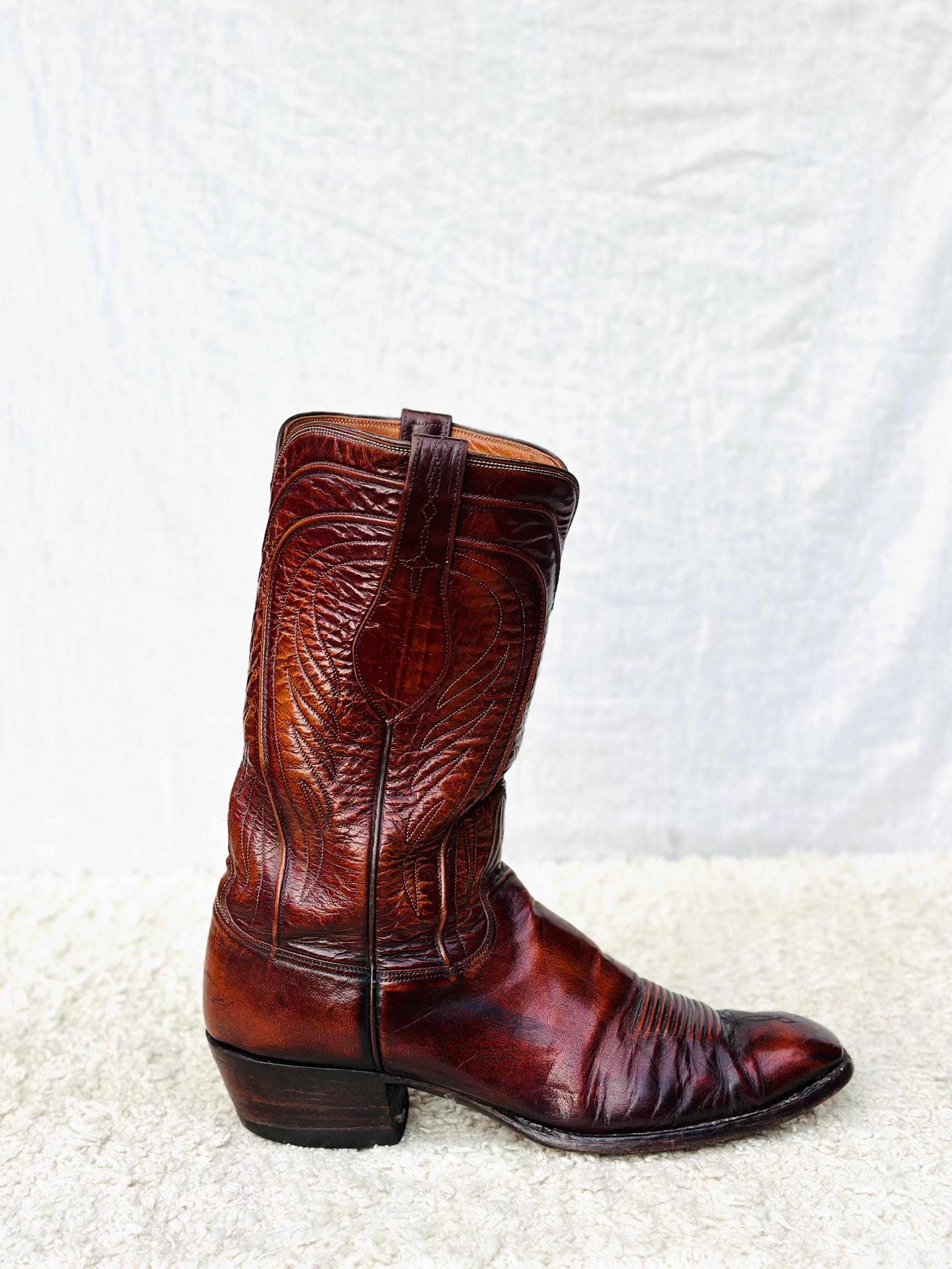 Lucchese San Antonio Vintage Cowboy Boots Brown Leather 10B USA Western Lucchese San Antonio - Etsy main image 4
