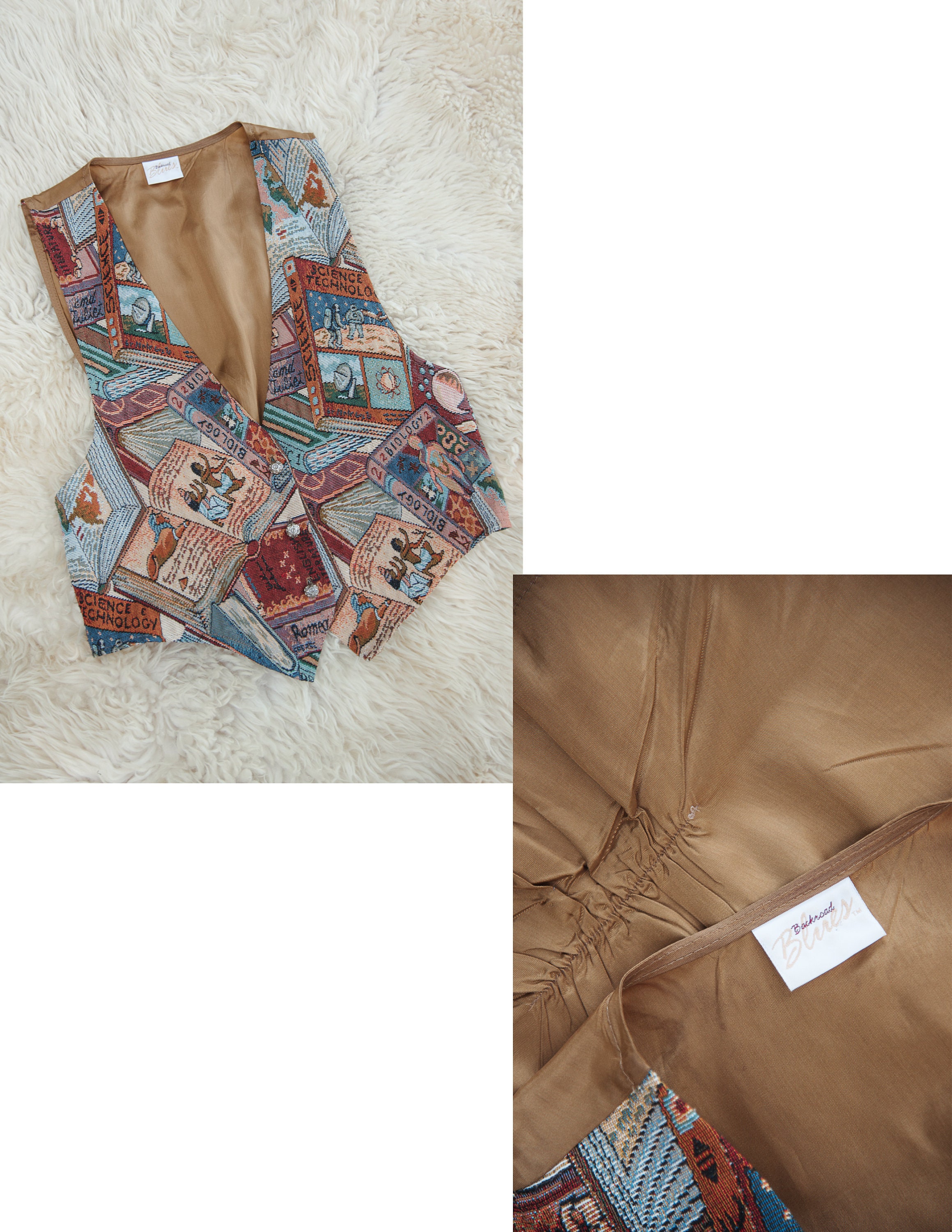 80s 90s Backroad Blues Novelty Vest, Large Vintage Waistcoat 80s 90s Backroad Blues Novelty Vest, Large Vintage Waistcoat