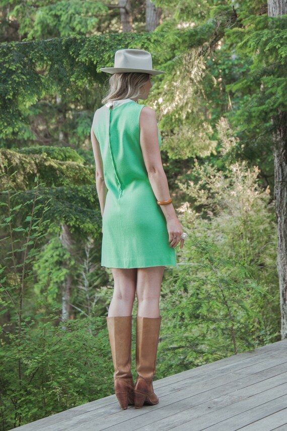 Color Block Key Lime 60s MOD Dress, Sleeveless Go… - image 7
