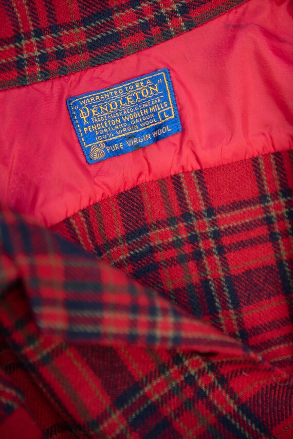 60s 70s PENDLETON Board Shirt, Vintage Wool Plaid Shirt, Red