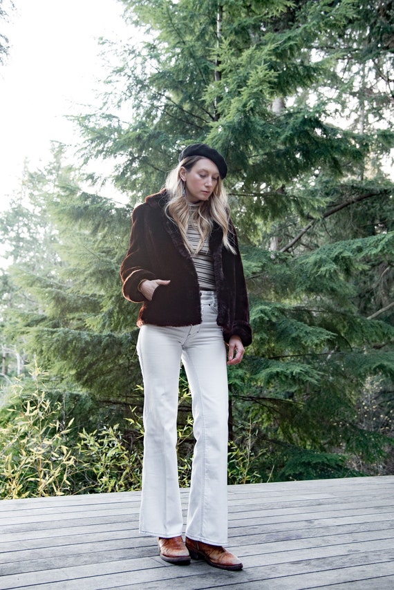 1950's Fur Coat, Di Celesta Brown Mouton Coat, Lamb Fur