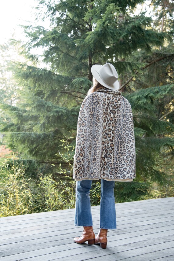 60s Leopard Poncho Cape, Reversible 60s Mod Coat,