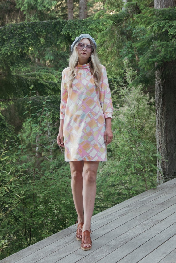 Vintage 60s Mod Dress, Carol Brent Retro Abstract… - image 5