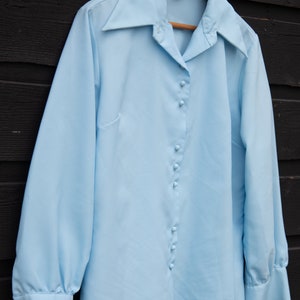 Baby Blue 70s Montgomery Ward Pointy Collar Blouse image 8