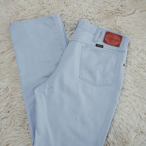 Vintage Wrangler Jeans, Light Grey 35 36 High Waisted Jeans, 70s Flare Pants, Boyfriend Jeans Large image 7