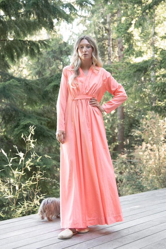 70s Vintage Peach Evening Dress | Kimono Femme Ba… - image 2