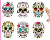 Sugar Skull Day of the Dead Nail Decals Stickers (Peel and Stick) SKU907