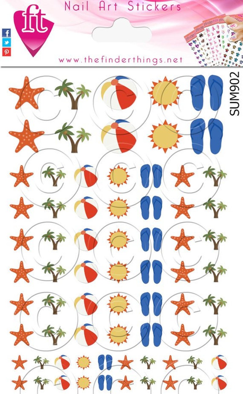 Nail Decals Summer Beach Fun peel and Stick SUM902 Etsy