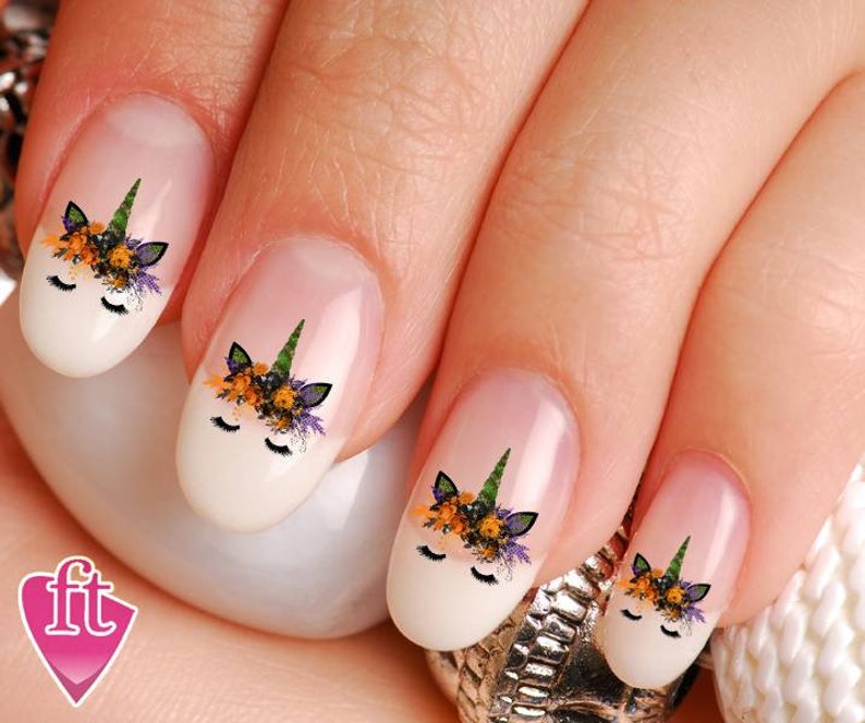 Unicorn Halloween Green Horn Nail Decals Sticker Peel And Etsy Unicorn Halloween Green Horn Nail Decals Sticker Peel And Etsy