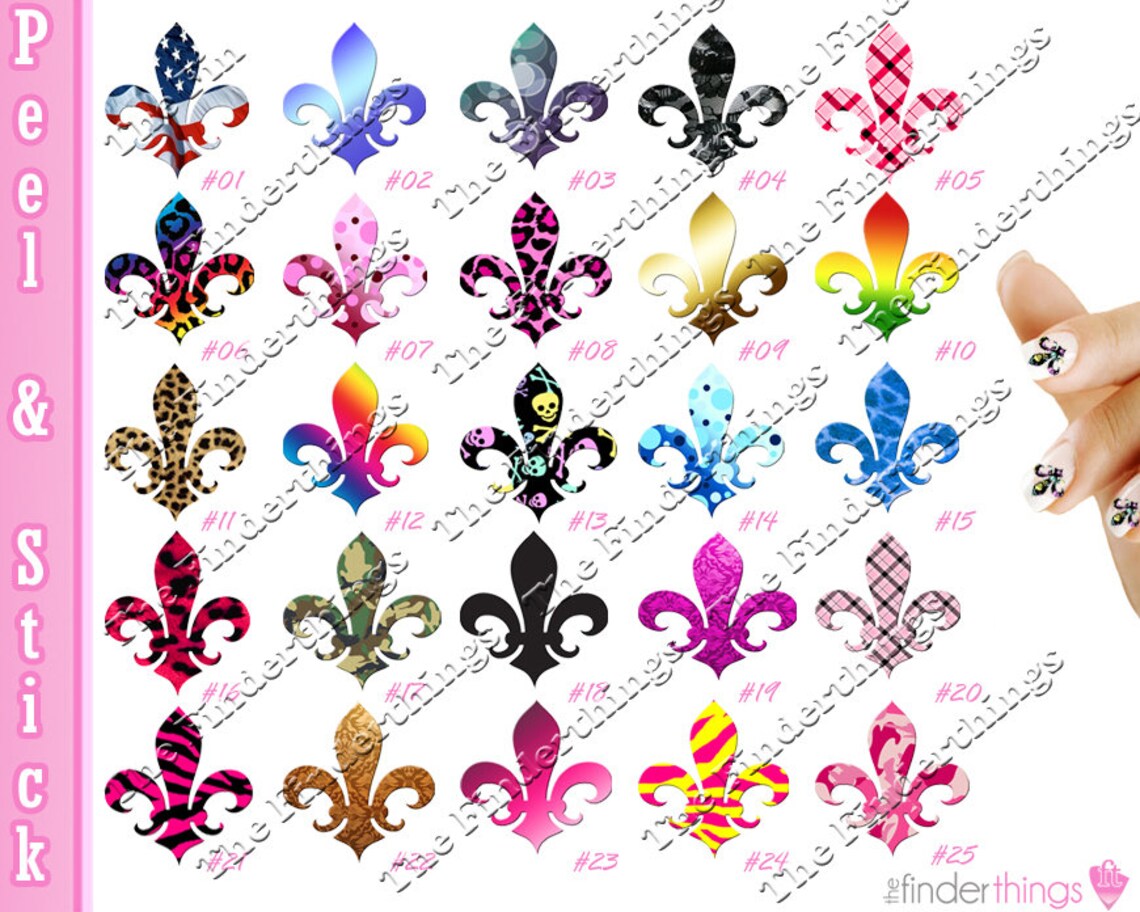 Fleur De Lis Nail Art Decal Sticker peel and Stick FLR901 Etsy