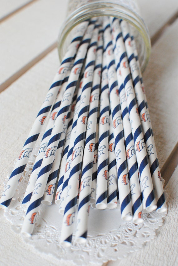 Items similar to SALE Denver Broncos Party Supplies Paper Straws
