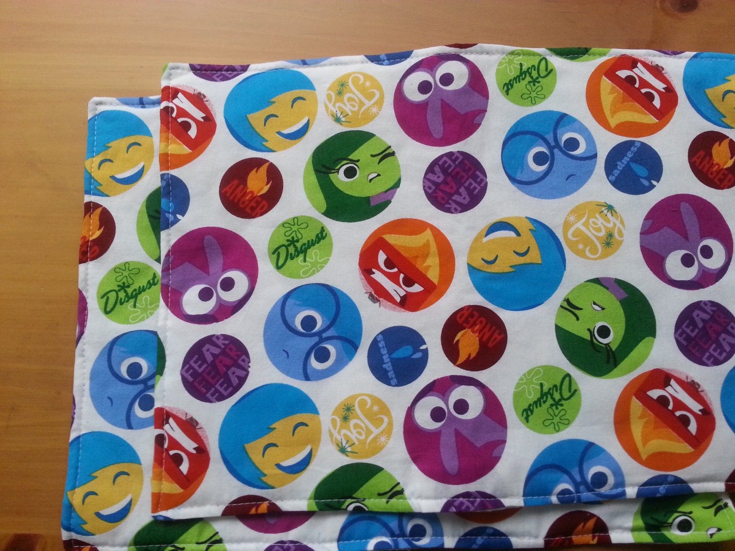 Two Rectangular Placemats in Fun Inside Out themed Etsy