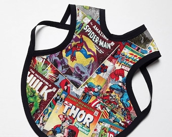 Avenger's Bapron Bib, Superhero, Spiderman, Captain America Birthday Bib, Full Coverage Baby Bib, PUL backed, Lightweight and Waterproof