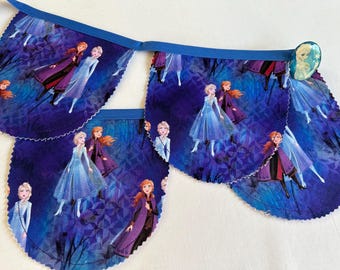 Disney Frozen Birthday Party Banner, Princess Elsa and Anna Bunting, Room Decor Garland