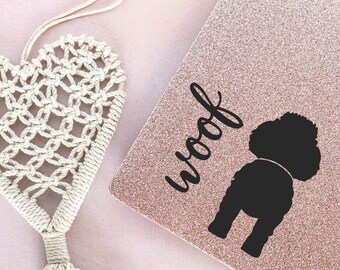 Poodle Butt Woof version 2 Custom Vinyl Decal Sticker - Choose your Color and Size