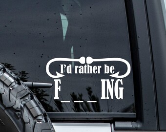 I'd Rather Be Fishing Decal - Funny Vinyl Window Sticker For Car Truck SUV JDM