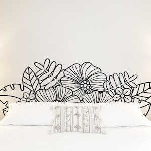 Floral Headboard Wall Decal - Any Bed Size - Headboard Decal - Wall Decal - Bedroom Decal - Master Bedroom Decal - Flower Wall Decal