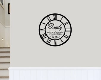 Family Clock Quote Wall Decal - Choose your Size and Color - Stairway Wall Decal - Family Wall Art - Family Vinyl Decal - Family Quote Decal