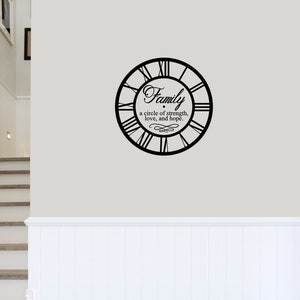 Family Clock Quote Wall Decal - Choose your Size and Color - Stairway Wall Decal - Family Wall Art - Family Vinyl Decal - Family Quote Decal