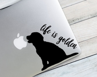 Life is Golden Golden Retriever Puppy Dog Breed Silhouette Custom Vinyl Decal Sticker - DIY Tumbler Decal - Laptop Decal - Dog