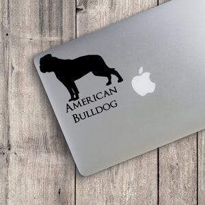 Decal - American Bulldog Custom Vinyl Decal - With Lettering Underneath - Choose a Color - Car Decal - Laptop Decal - Gift for Dog Lover