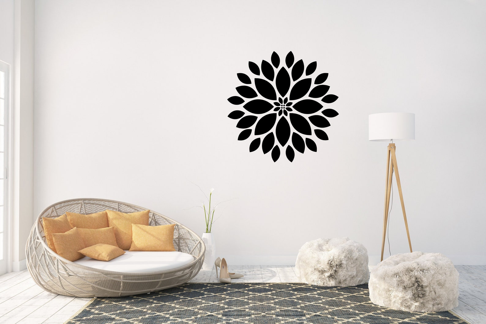 Dahlia Wall Decal Choose Your Size and Color Dahlia Wall Etsy