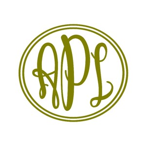 Custom Oval Border o7 Monogram  Vinyl Decal Sticker - Choose your Size, Color and Initials