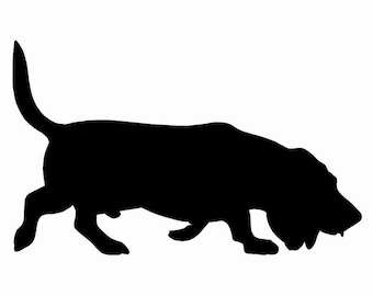 Basset Hound Dog v2 Silhouette Custom  Vinyl Decal Sticker - Choose your Color and Size