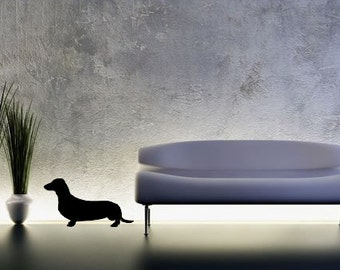 LIFESIZE Dachshund or Mini Dachshund Dog Silhouette Wall Decal - Choose your Size & Color - dachshund decal -- dachshund sticker - wall art