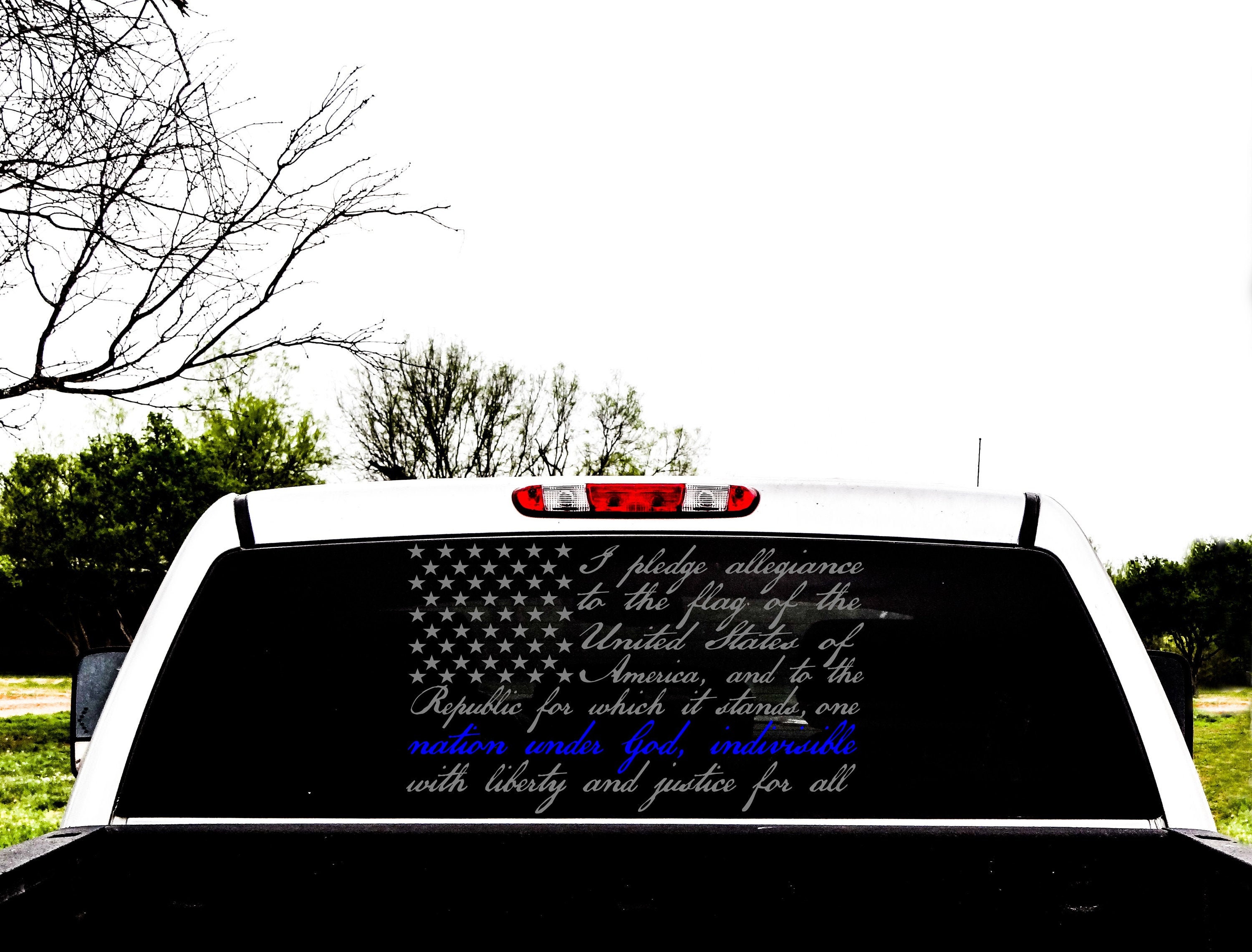 Thin Blue Line American Flag Pledge of Allegiance Custom Vinyl