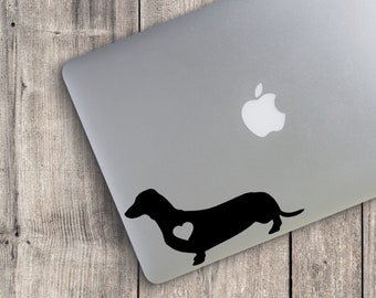 dachshund v2 vinyl decal with heart cutout, dachshund sticker, gift for dachshund lover, dog decal, tumbler decal, laptop decal