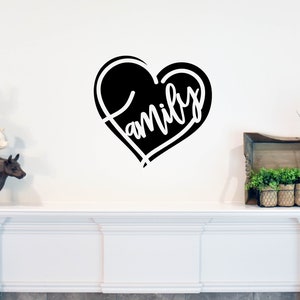 Family Heart Wall Decal - Choose your Size and Color - Stairway Wall Decal - Family Wall Art - Family Vinyl Decal - Family Quote Decal