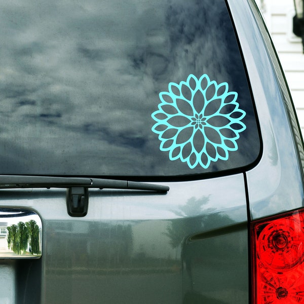 Dahlia Flower Outline Custom Vinyl Decal Sticker - Choose your Color and Size - Flower Decal - Flower Car Decal - Flower Laptop Decal